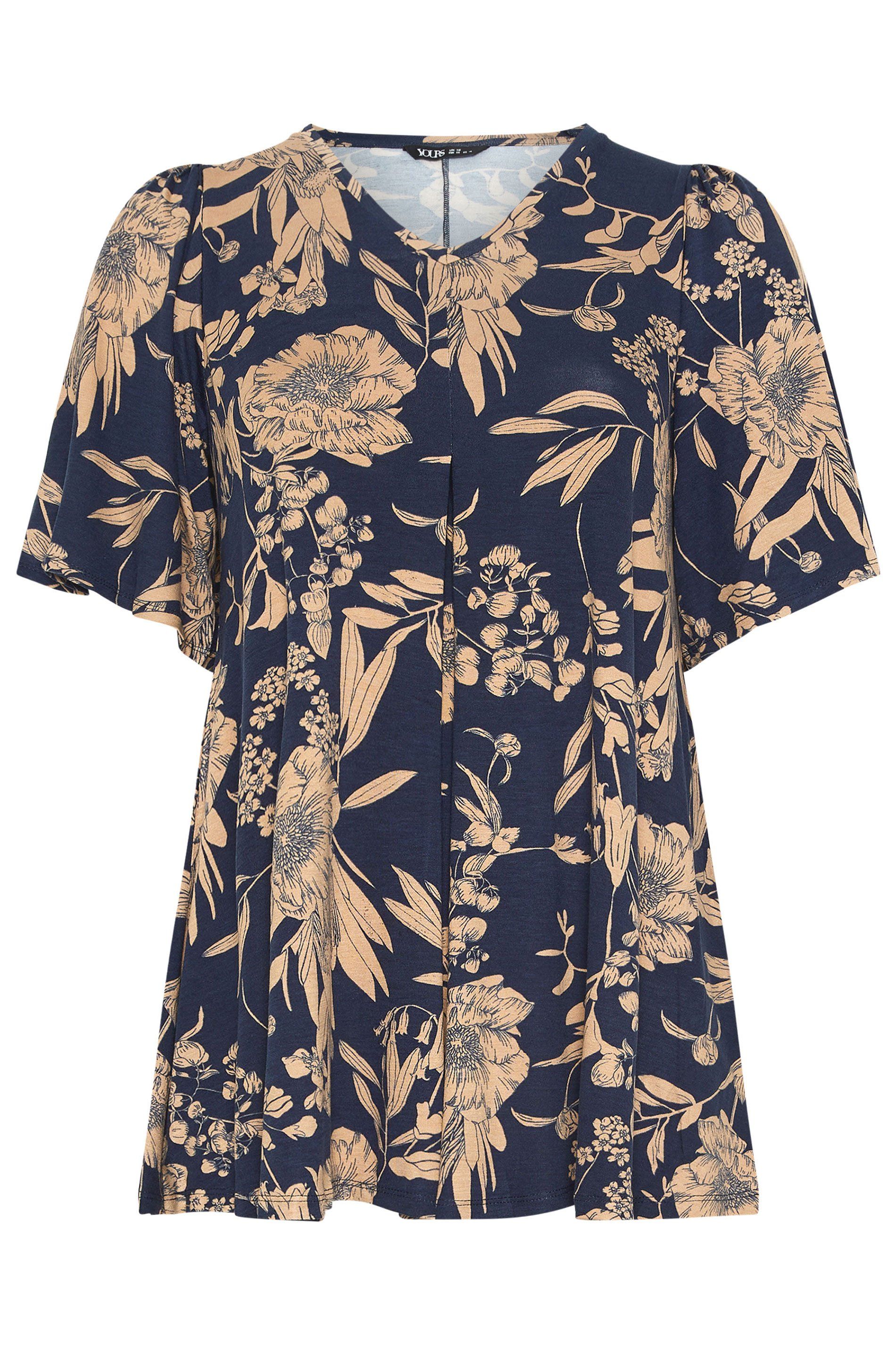 Yours Floral Pleated Front Top