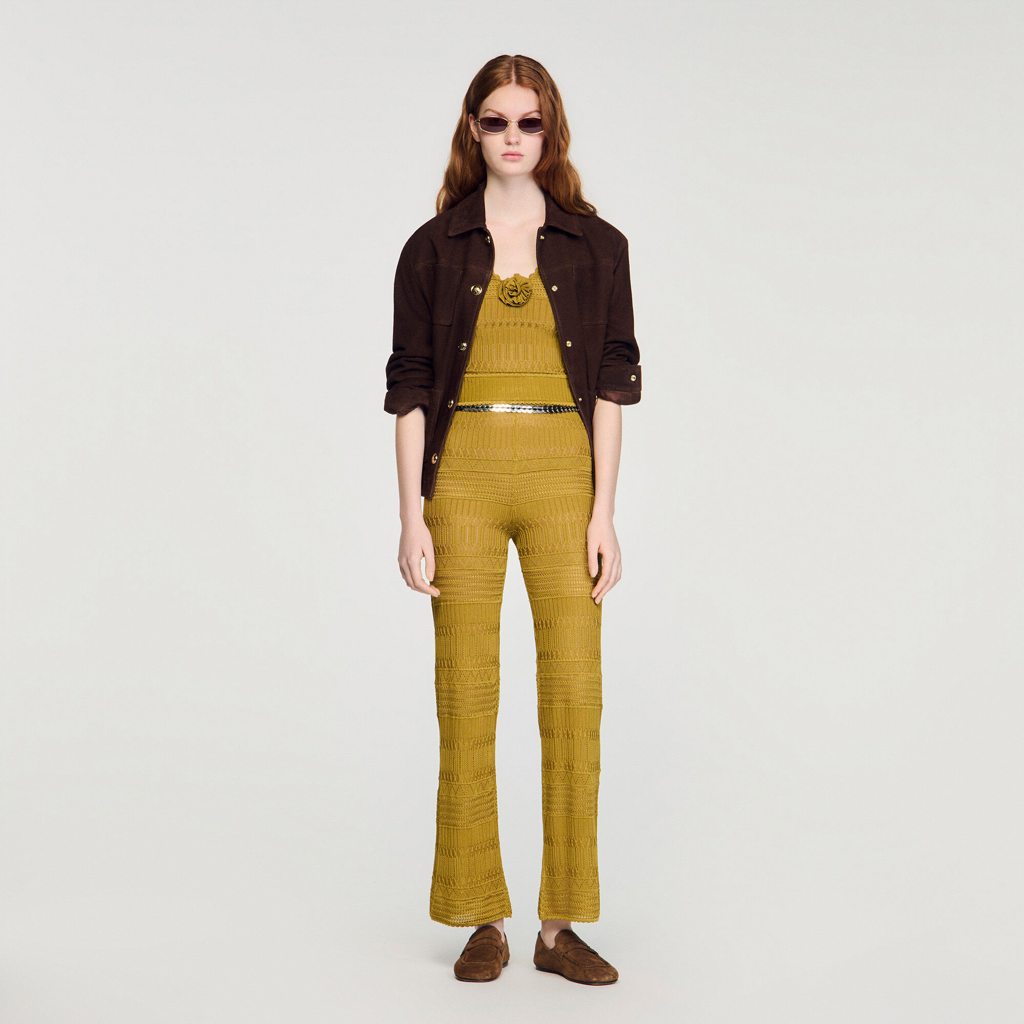 Pantalon en maille pointelle