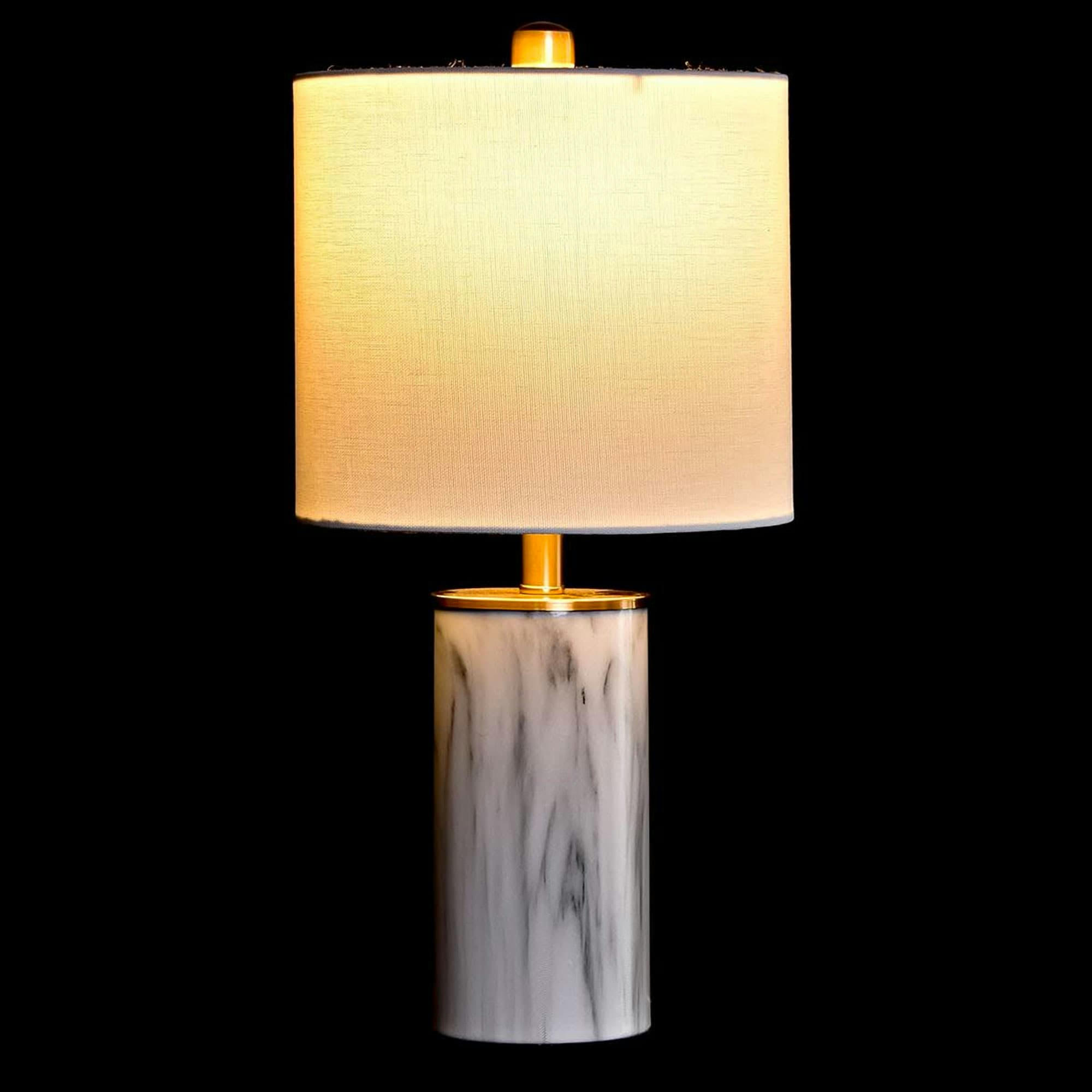 - Lampe ronde et abat-jour blanc - 23x23x47cm