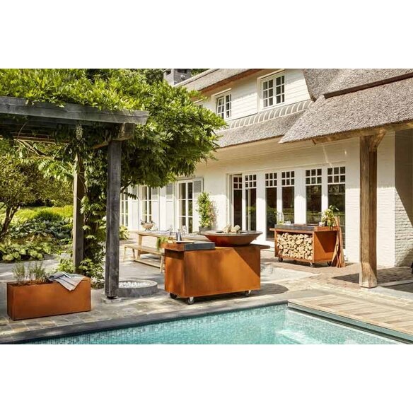 Brasero OFYR Island Corten PRO 100 Céramique Gris   housse