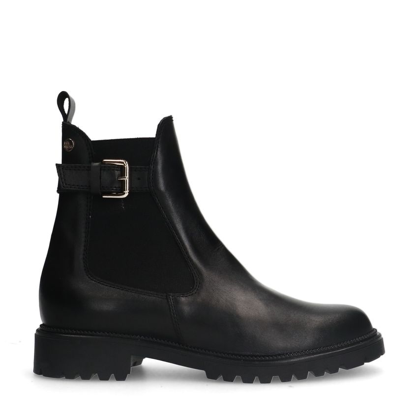 No Stress Zwarte leren chelsea boots met gesp