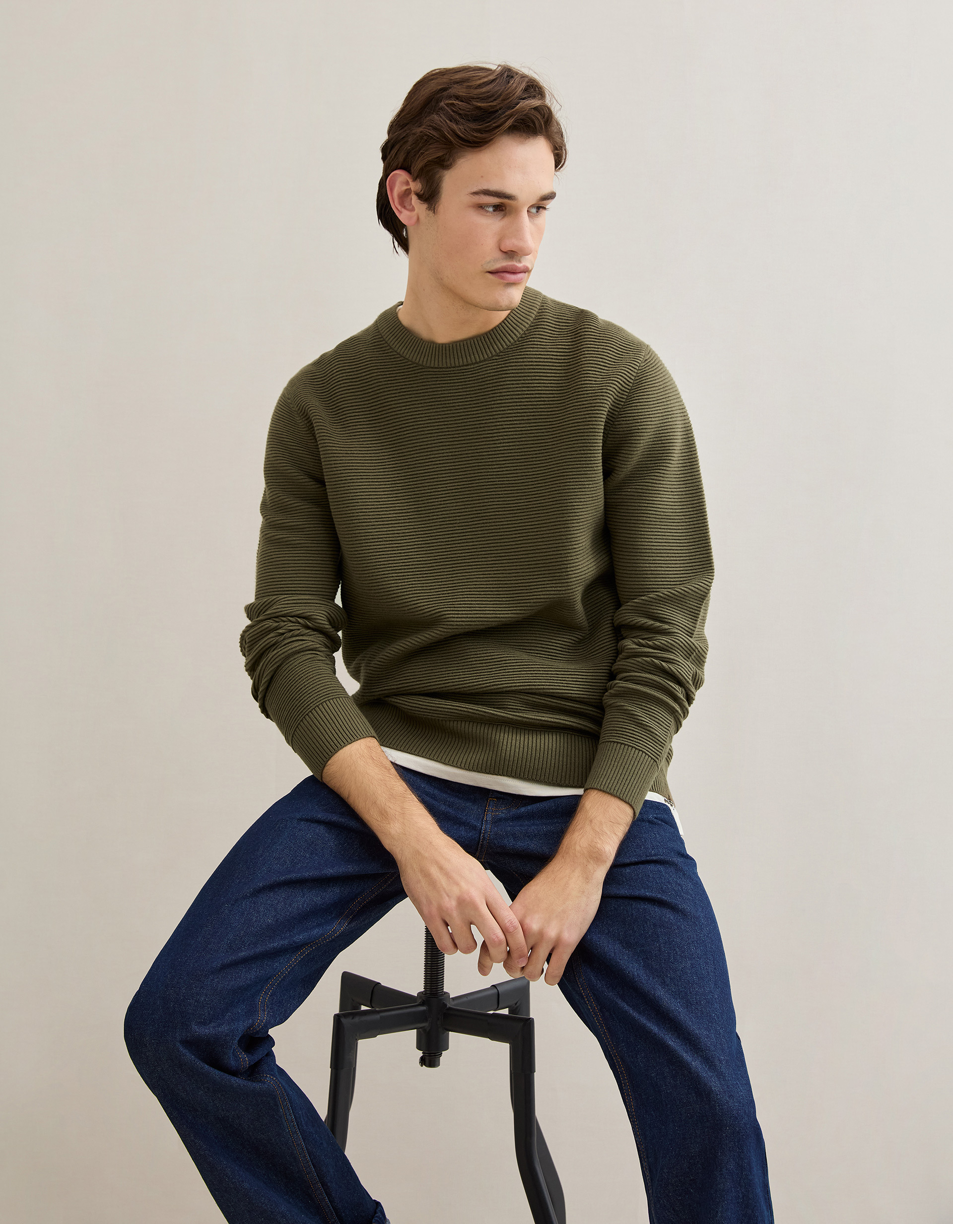 Camisola de Malha, Homem, Verde Escuro