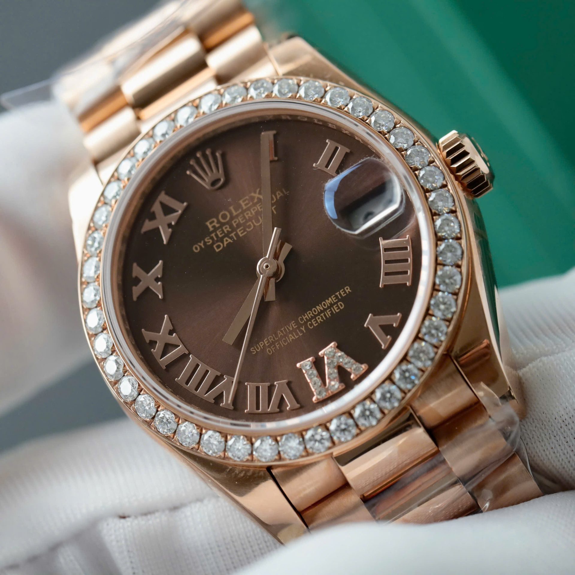 Rolex Datejust 278285rbr-0016 RG Plated Chocolate Dial With Diamonds 31mm Super Clone