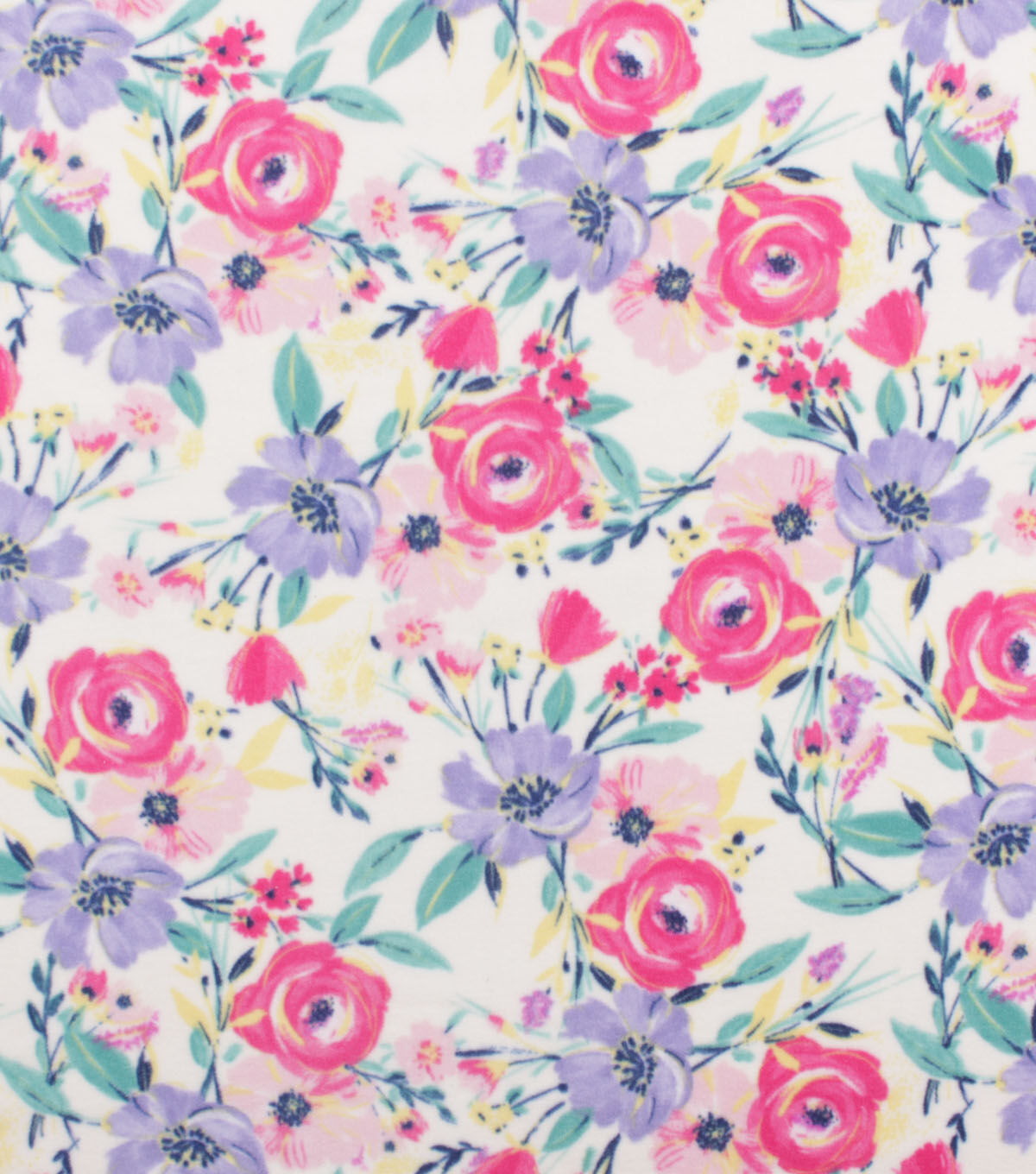 Pastel Poppies & Roses Anti Pill Fleece Fabric