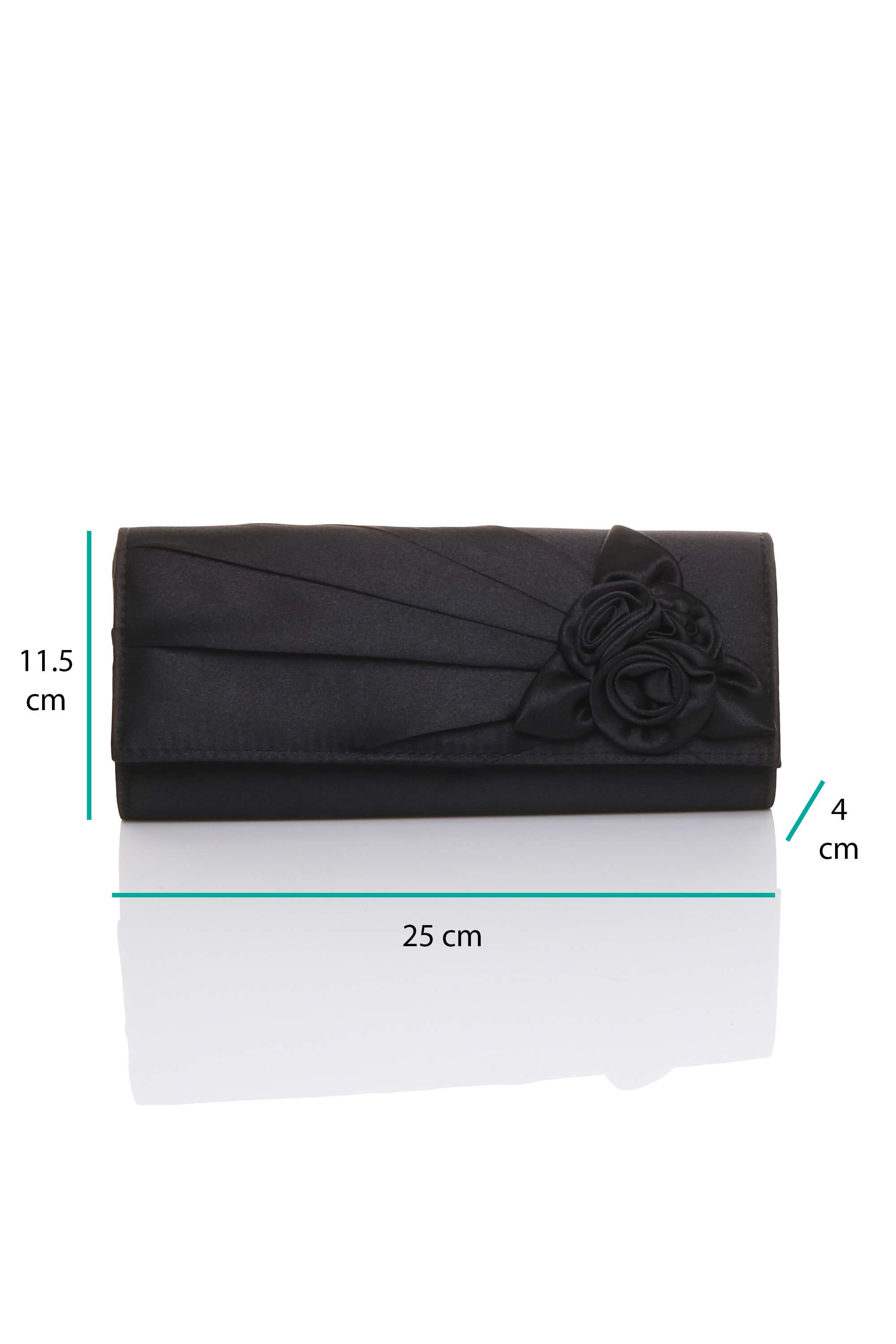 AJVANI Evening Ruched Flower Satin Evening Party Clutch Bag
