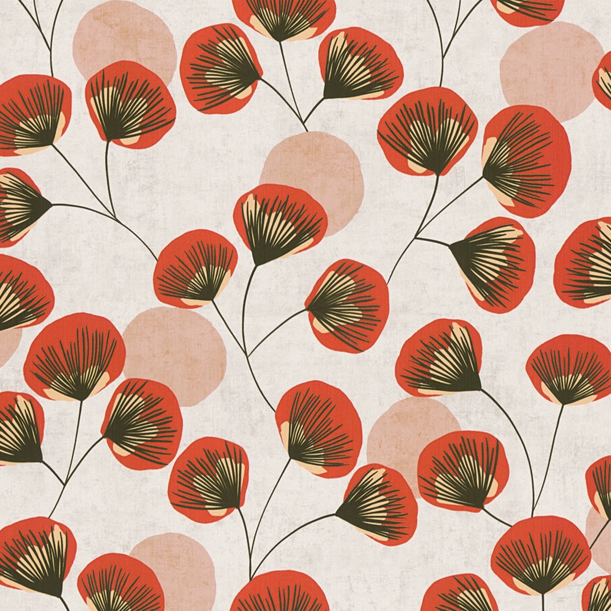 Papier peint intissé MEONI coloris rouge orangé