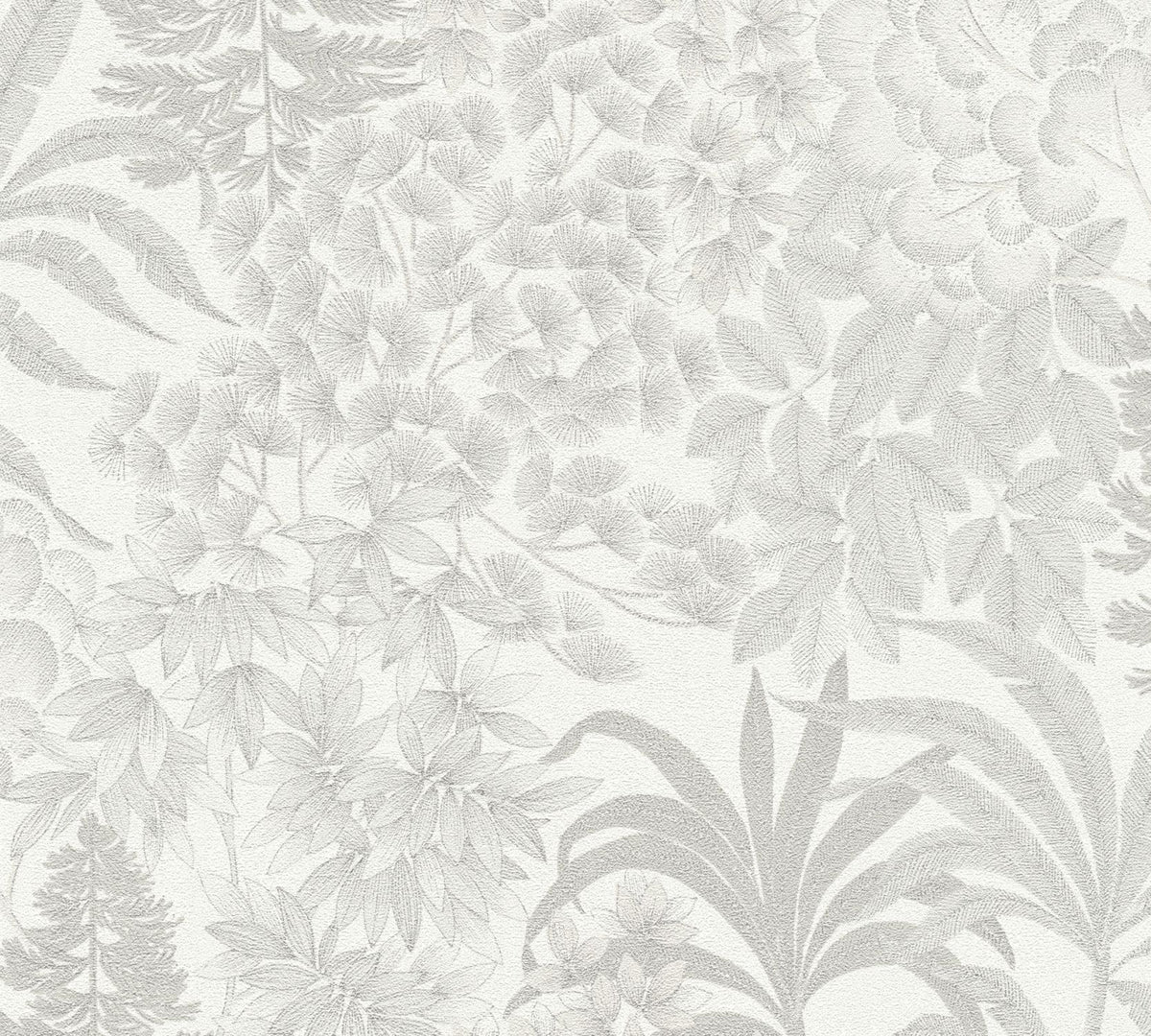 Livingwalls behang bloemen wit, grijs en zilver - 53 cm x 10.05 m - AS-391282