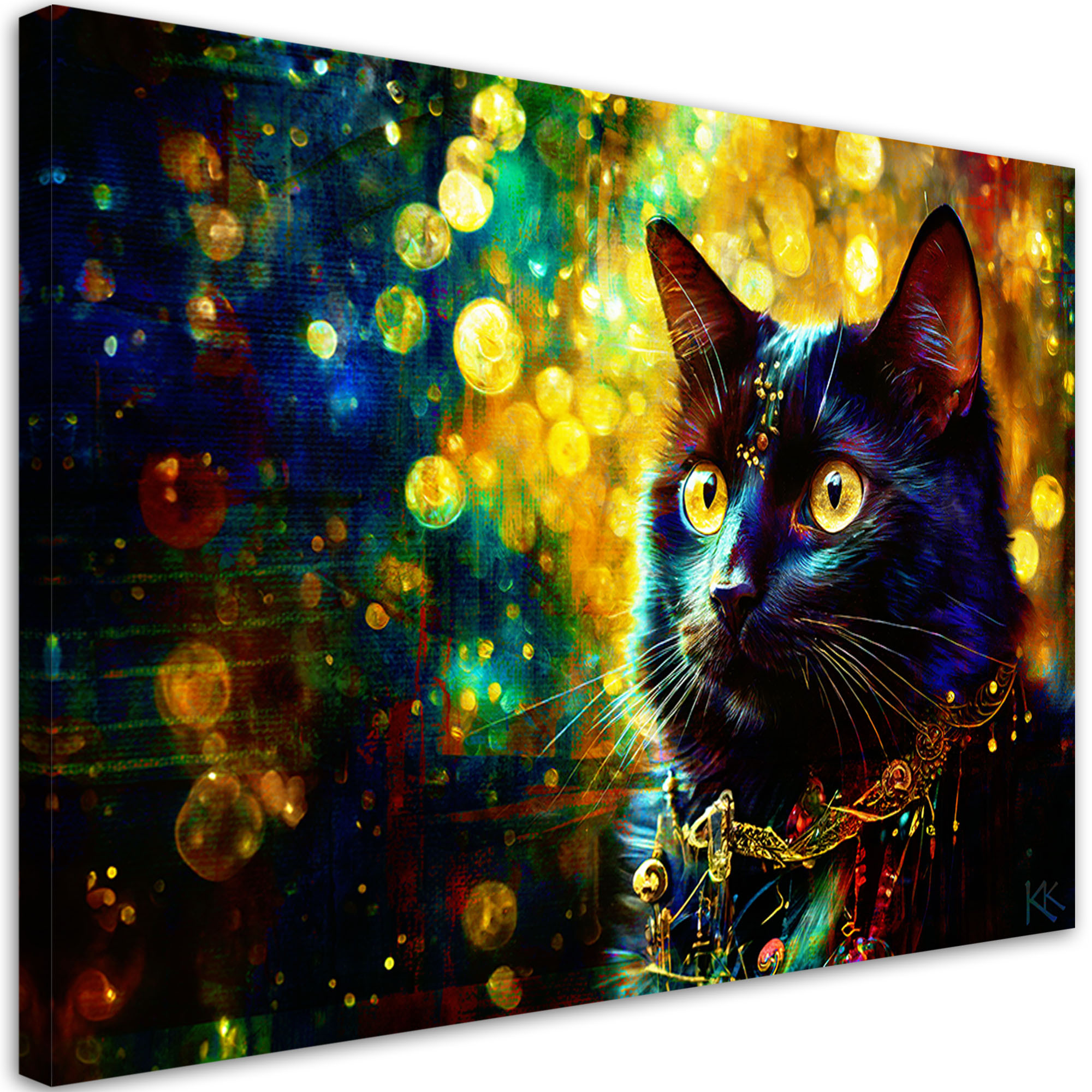 Feeby Obraz, Czarny Kot Abstrakcja 60x40