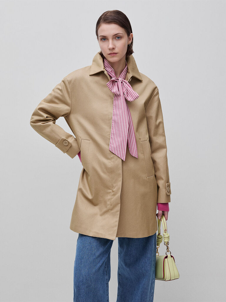 Midi duster coat with collar