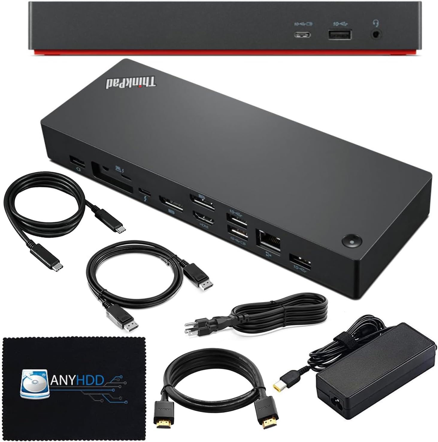 40B00135US Lenovo Thinkpad Docking Station USB C - 1 Year Warranty  Supports 4K Display  Thunderbolt 4 Dock with 135W Adapter  HDMI  DisplayPort  Thunderbolt Cables & Cloth - Lenovo Docking Station