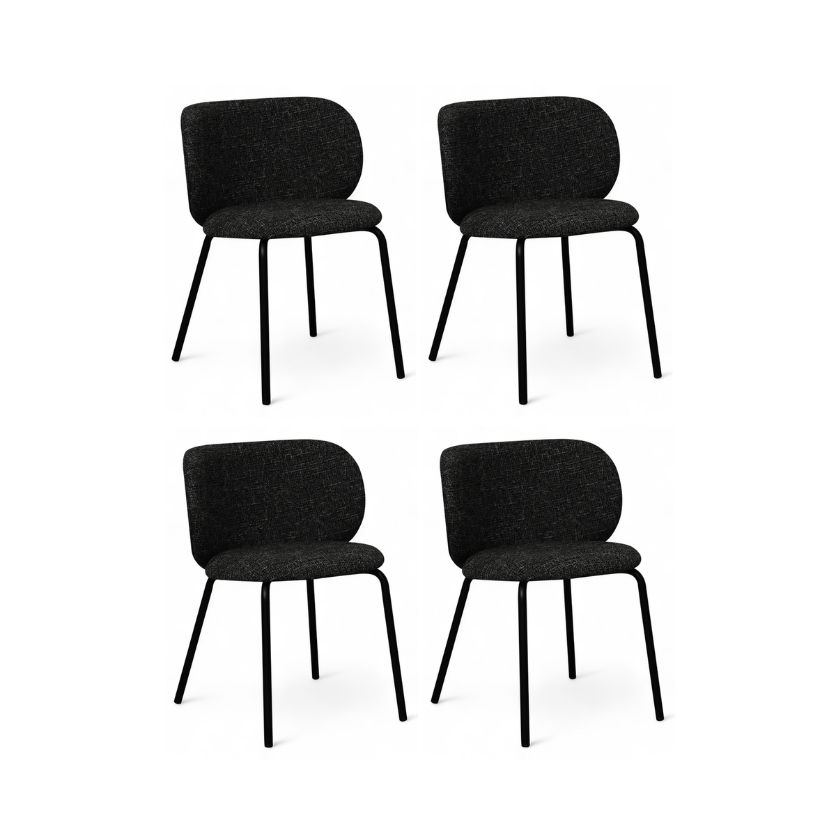 Furnhouse eetkamerstoel Nanna - Zwart - Stof (Bouclé) - Set van 4