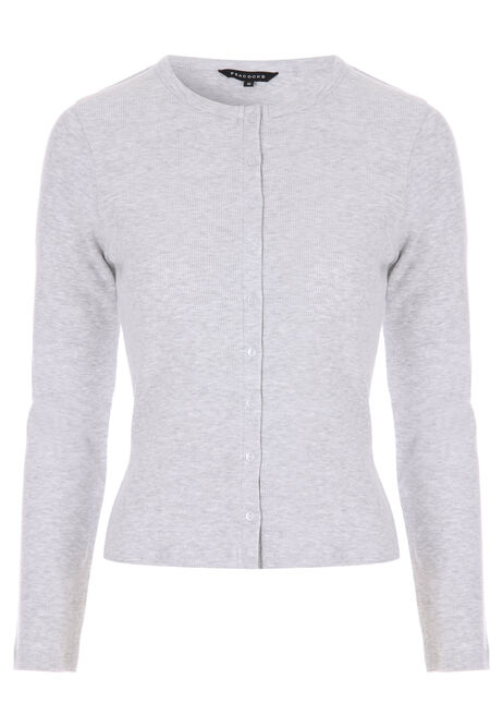 Womens Light Grey Cotton Blend Cardigan