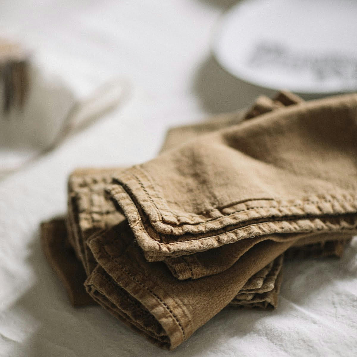 BASES DE LA TABLE - Serviette de table  Lin pur lavé  Bronze  45x45