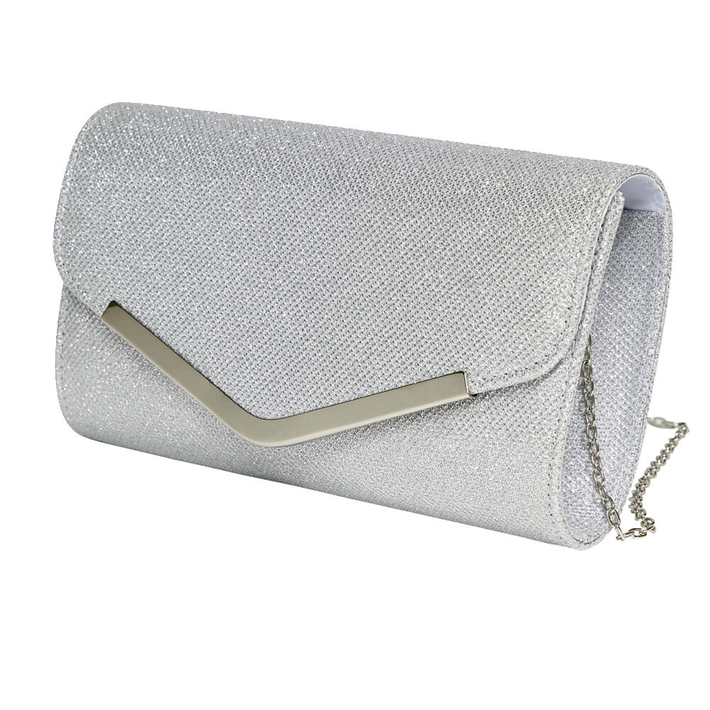Sac pochette femme strass avec bandoulière chaÎne amovible - 2 modèles noir ou doré