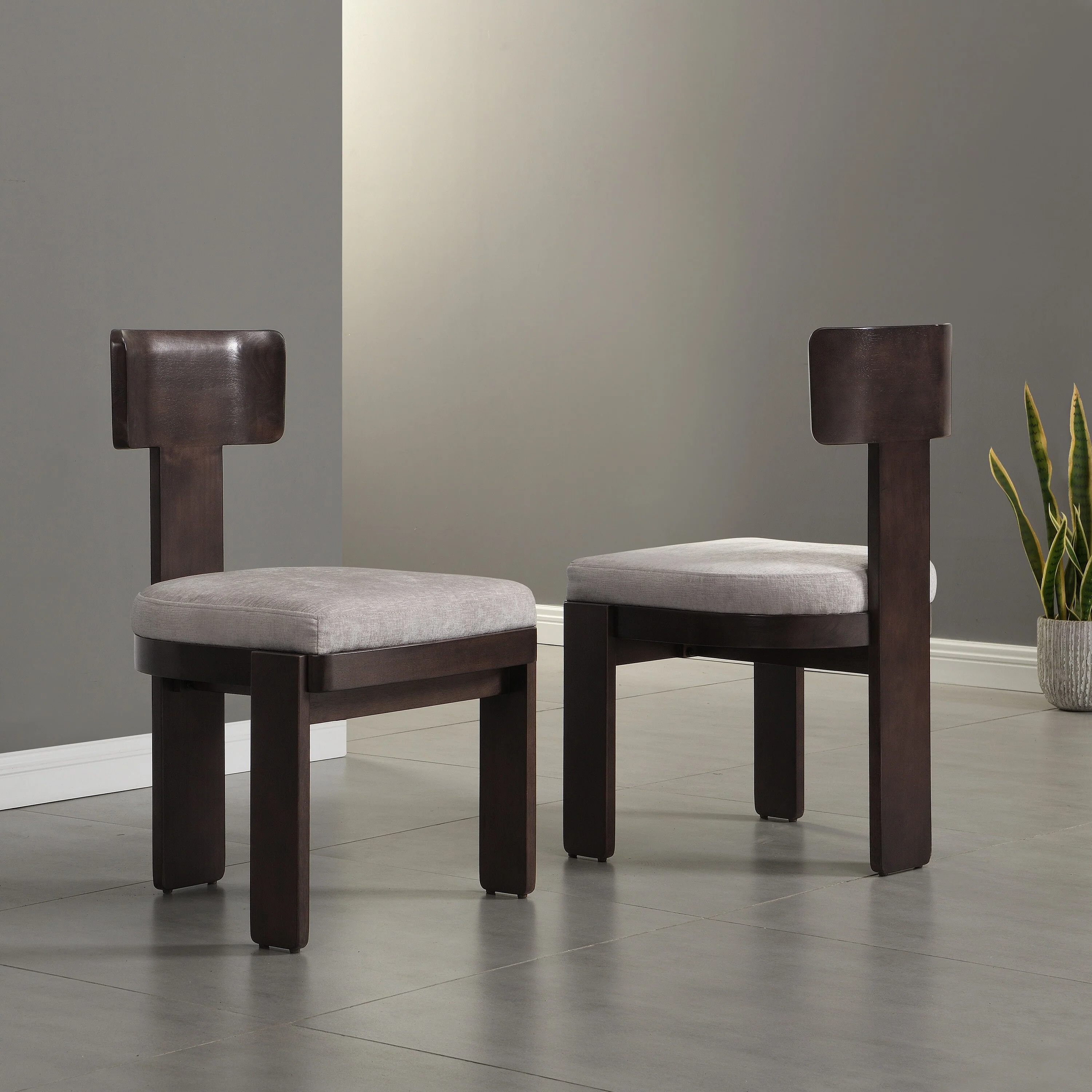 Roomfitters Upholstered Dining Side Chair Set of 2, Fabric Seating with Light Brown Rubber Wood Legs