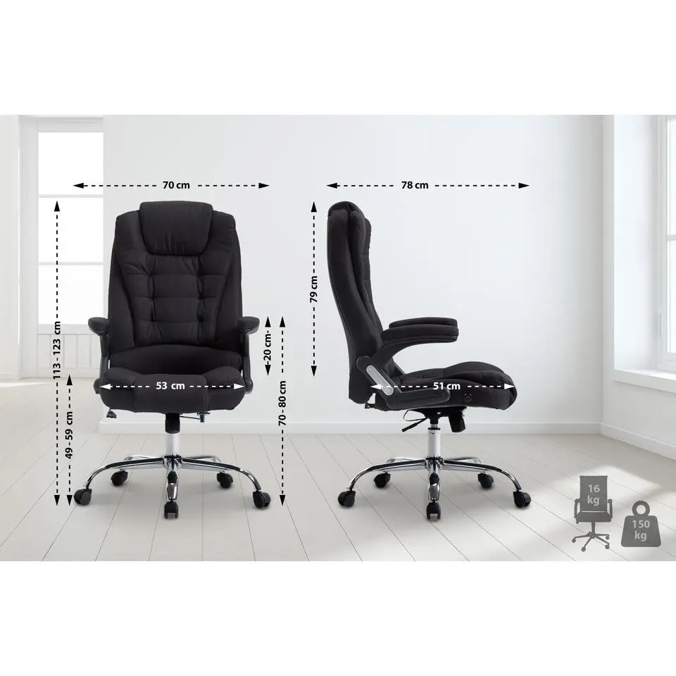 CLP Bureaustoel Thor chroom Frame - Stof - zwart