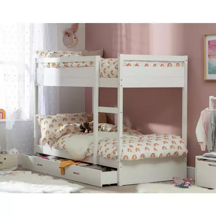 Habitat Rico Bunk Bed, Drawer & 2 Kids Mattresses - White