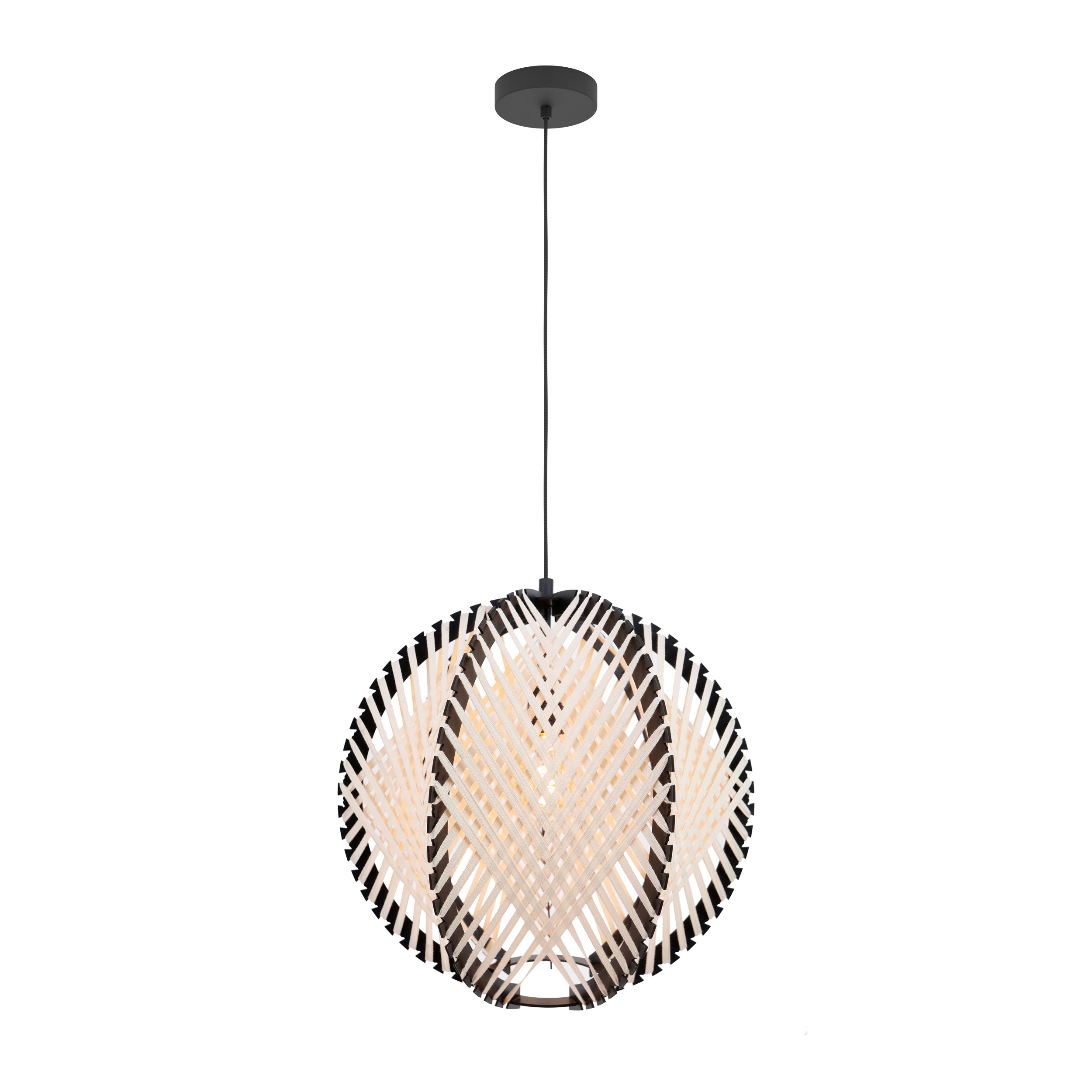 EGLO hanglamp Waverton - e27 - ø 40 cm - zwart/wit - textiel