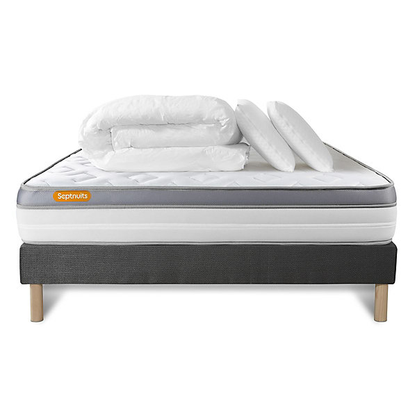 Pack sommier tapissier matelasMémoire de forme avec couette et oreillers