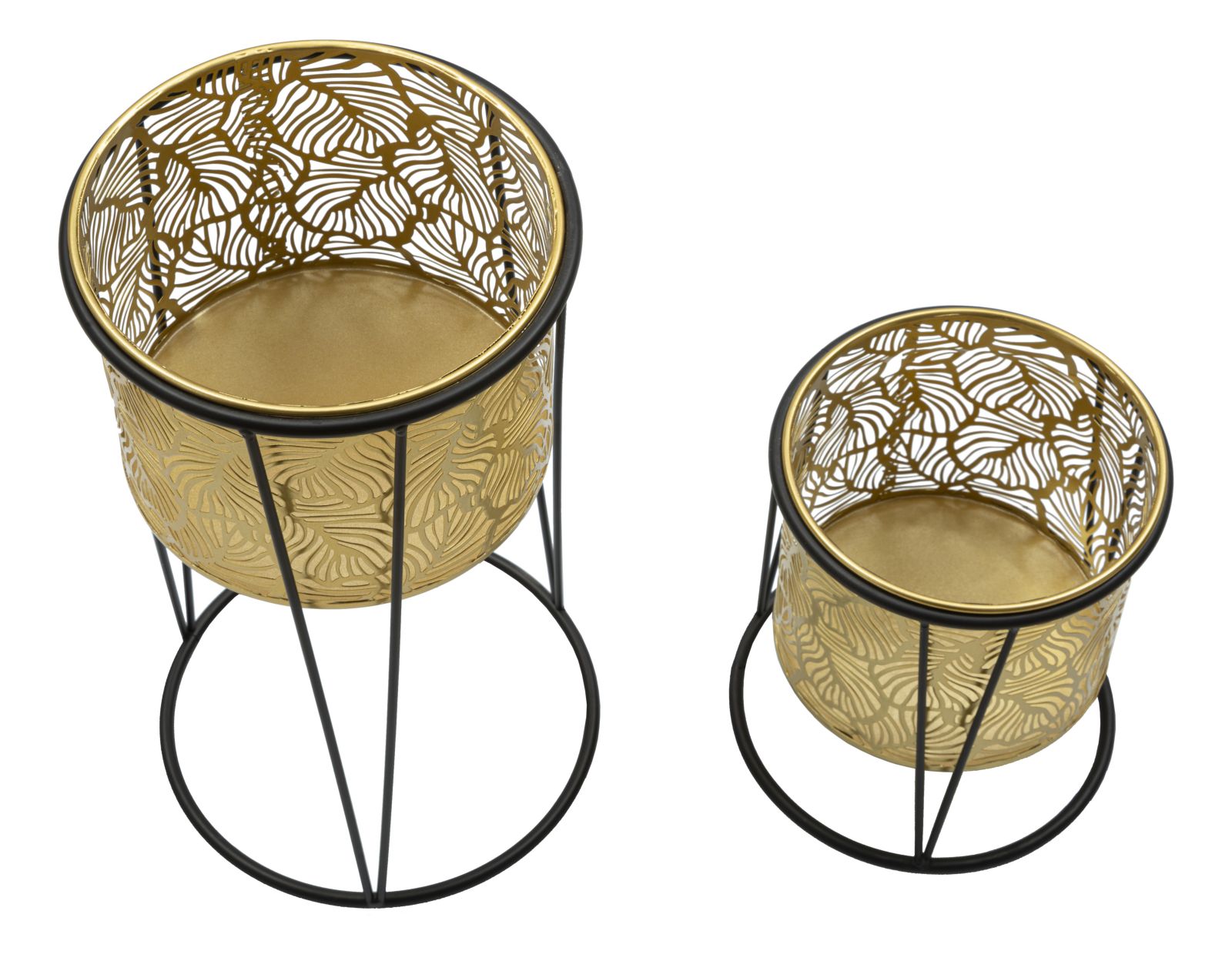 Mauro Ferretti Leavy Set van 2 pothouders in goud en zwart metaal