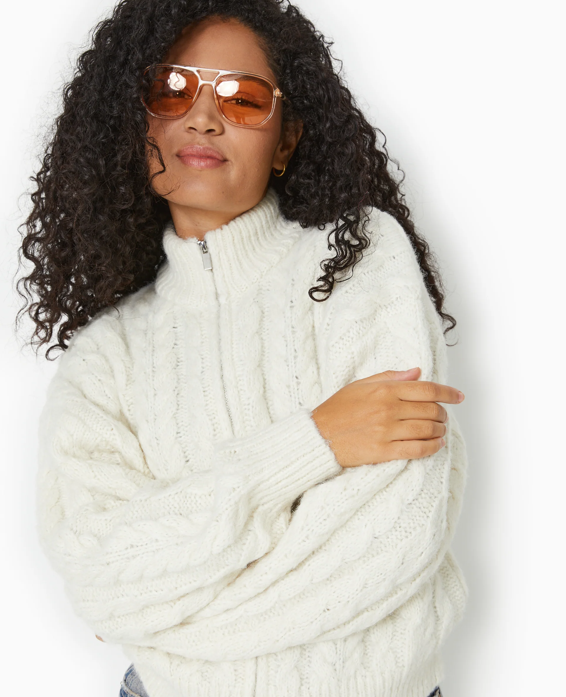 Gilet zippé en maille torsadée