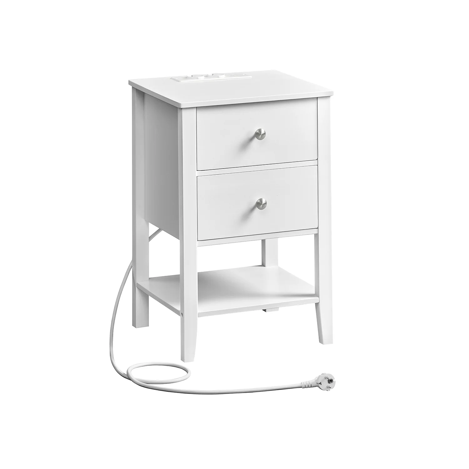 Table de chevet en bambou 2tiroirs avec multiprise