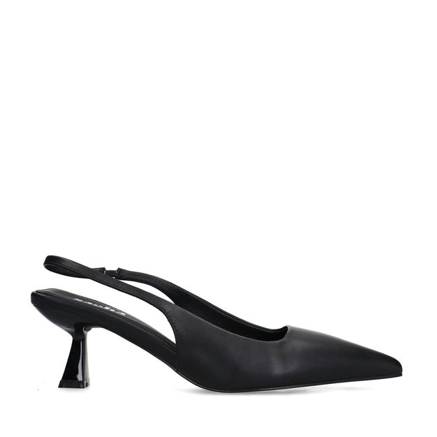 Zwarte leren slingback pumps