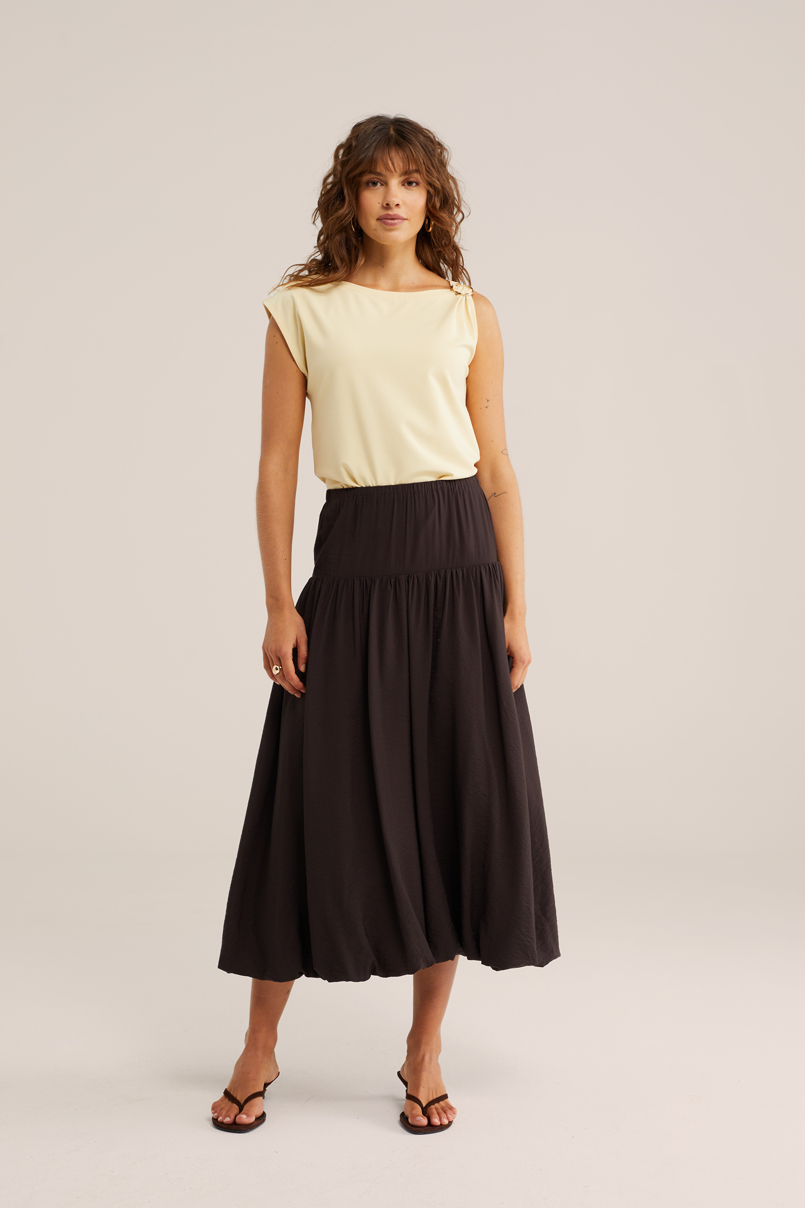 Dames jersey top met gouden accenten