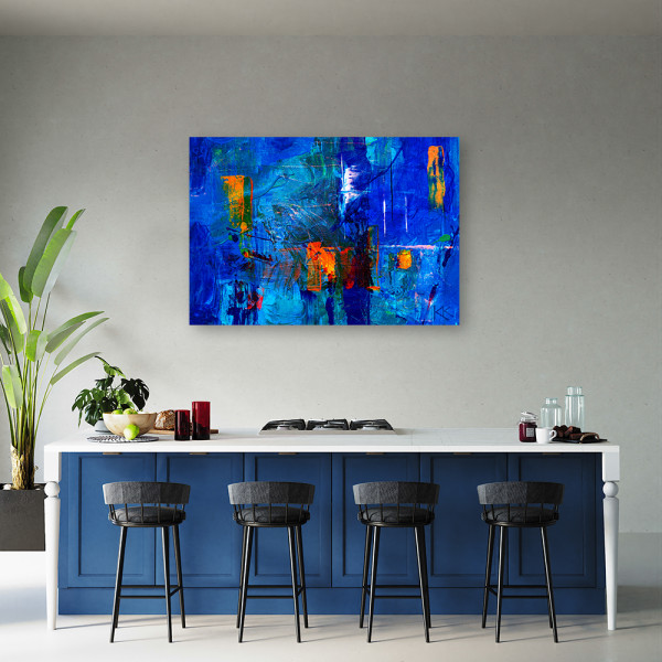 Feeby Obraz Niebieska abstrakcja ręcznie malowana 60x40