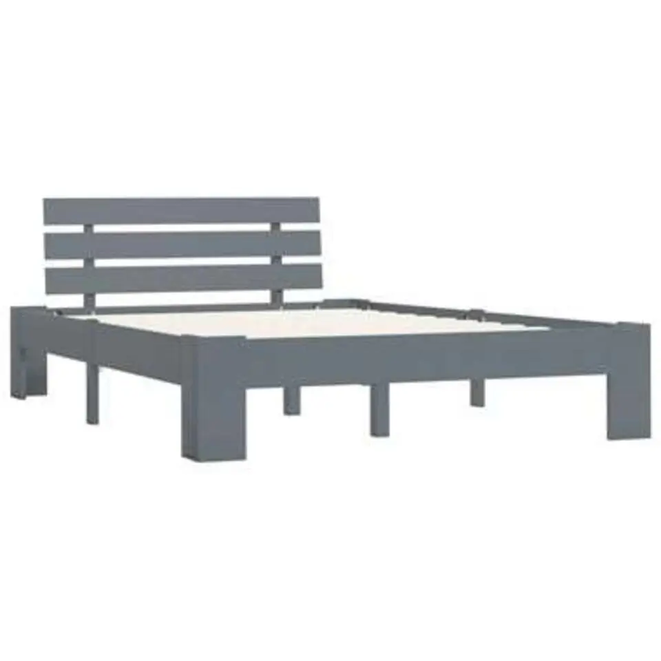 vidaXL - Bed frame met hoofdbord - Grijs - Massief grenenhout - 120x200 cm