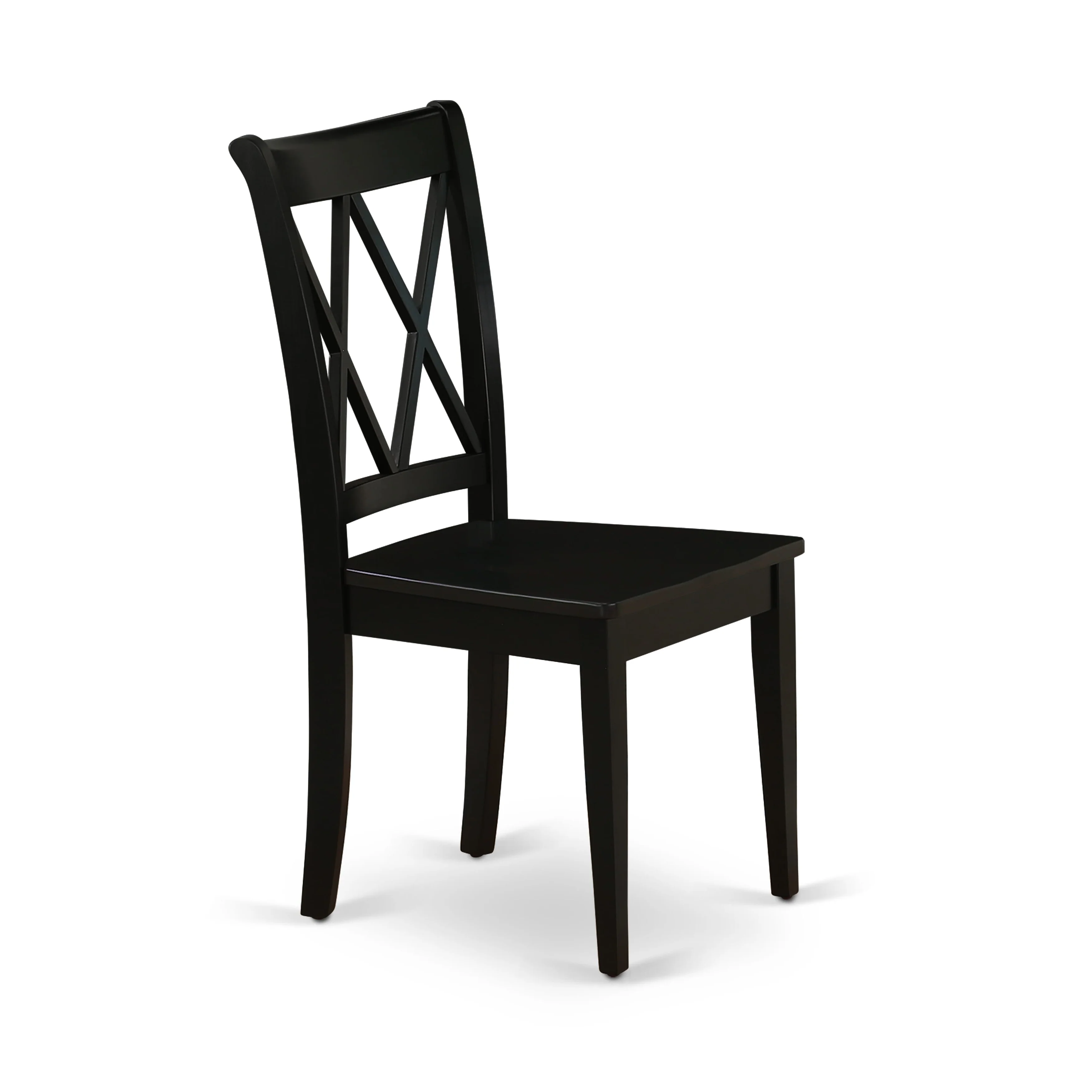 East West Furniture Clarksville Dining Chairs - Double Cross Back Wooden Seat Chairs, Set of 2, Black - CLC-BLK-W