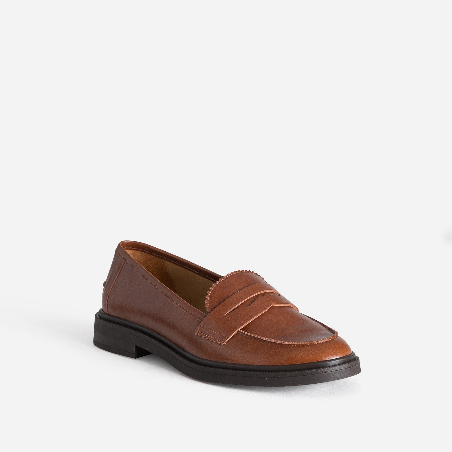 Mocassin ERAM FLEX cognac cuir bord cranté