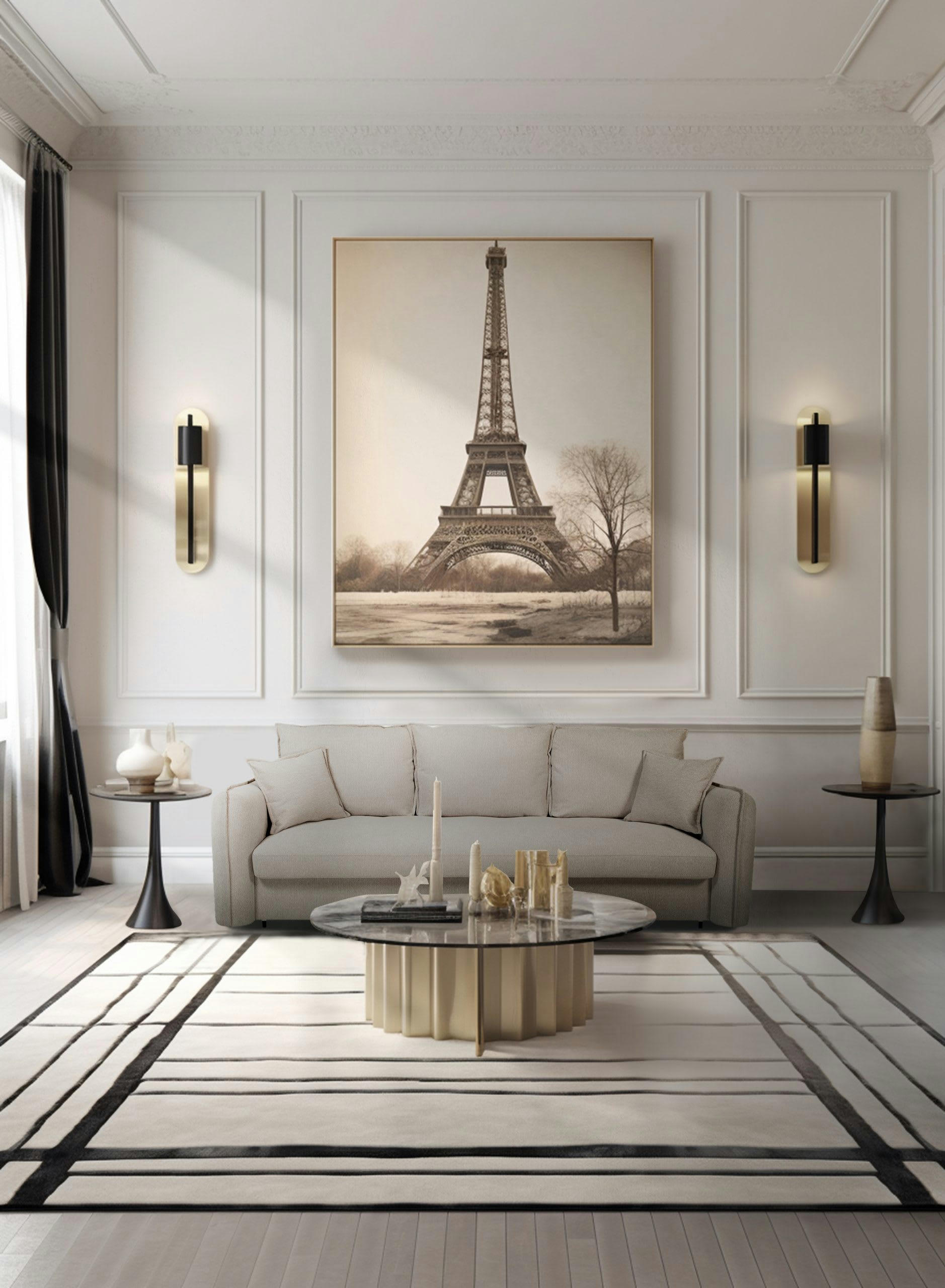 GRENACHE - Canapé droit convertible 3 places en tissu taupe