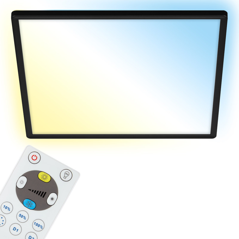 Plafonnier LED Slim noir 42 x 42 cm blanc dimmable 3000 lm 22 W BRILONER