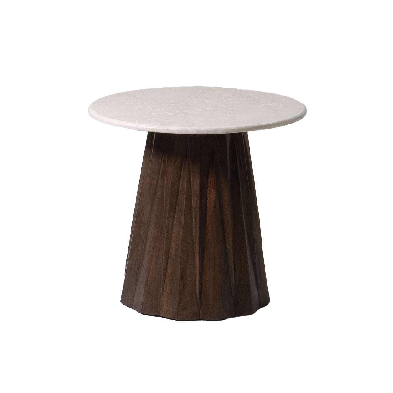 Giga Meubel Bijzettafel Faiza - Bruin - Marmer/Mangohout - 60x60cm