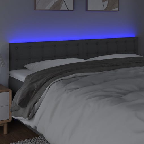 NNEVL LED Headboard Dark Grey 160x5x78/88 cm Fabric
