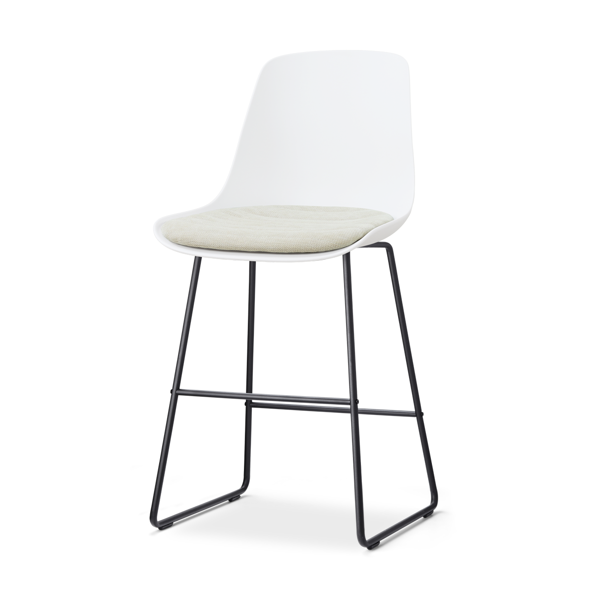 Nolon Nino-Liv Barkruk Wit met Naturelbeige Zitkussen Zwarte Poten 65 Cm