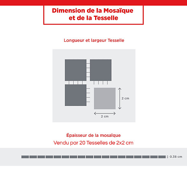 LOT DE 20 TESSELLES OR JAUNE LISSE TRAME NYLON 2 x 2 x 0,38 CM CASA LINEA