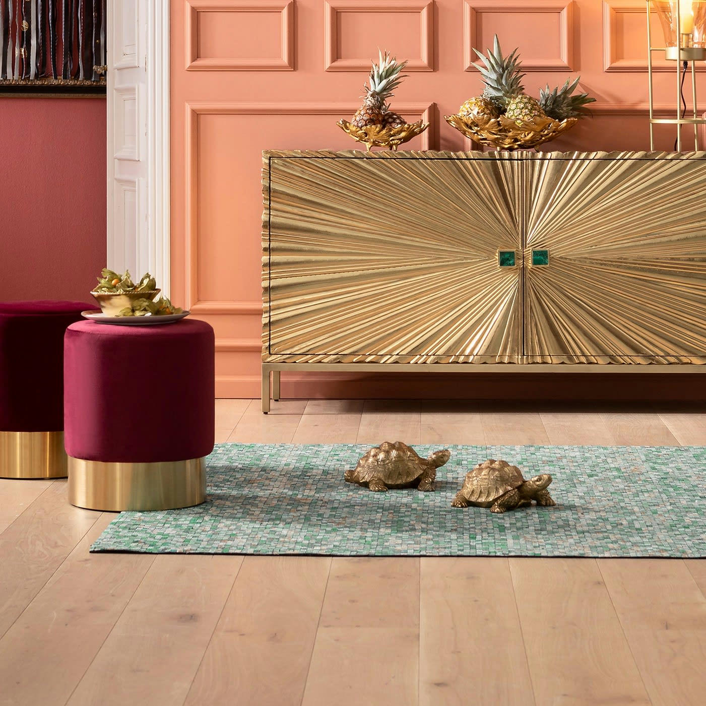 - Statuette tortue en polyrésine dorée