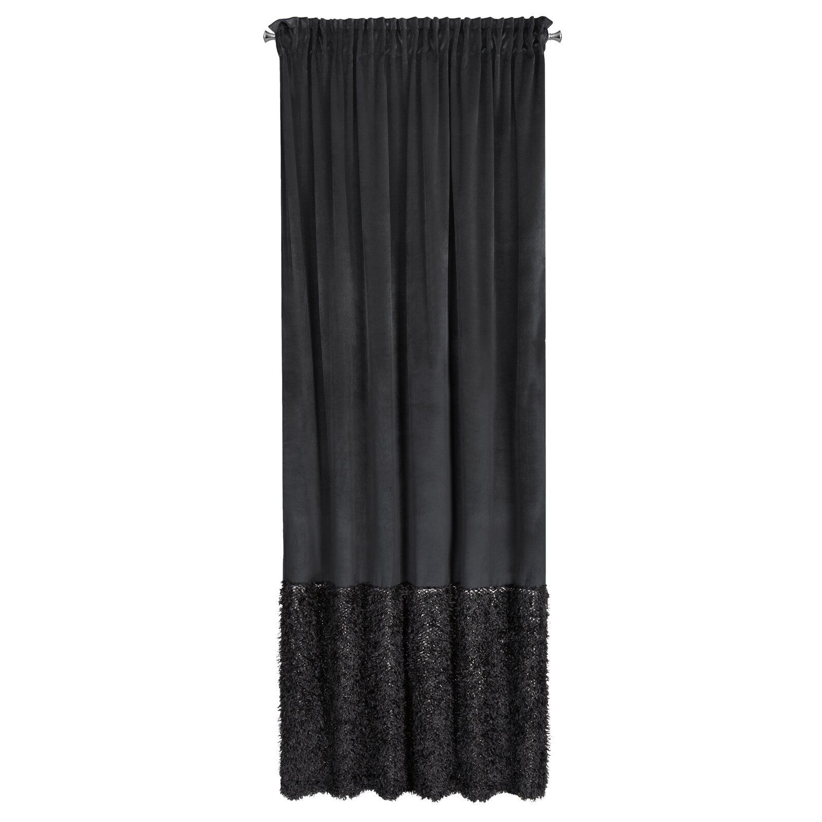 Nowoczesna zasłona na taśmie MARION2 welwetowa 140X270 czarna