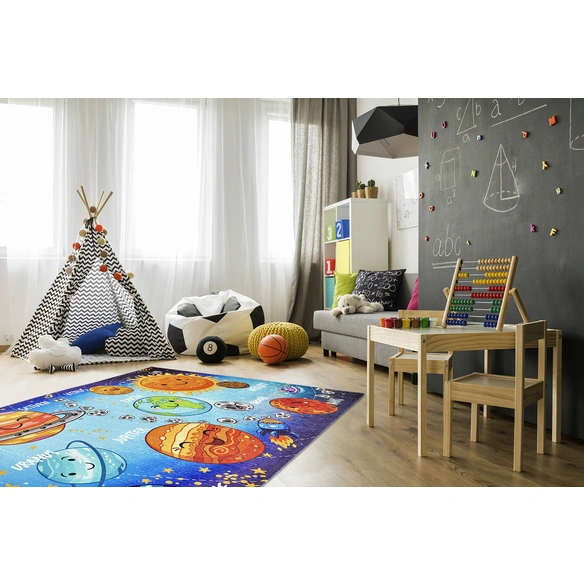 Kinder-Teppich »Torino Kids«, Polyester, blau/orange