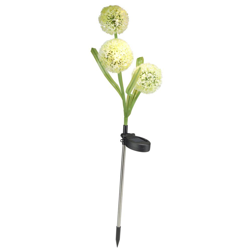 Pic solaire 3 fleurs LED blanc chaud H70cm
