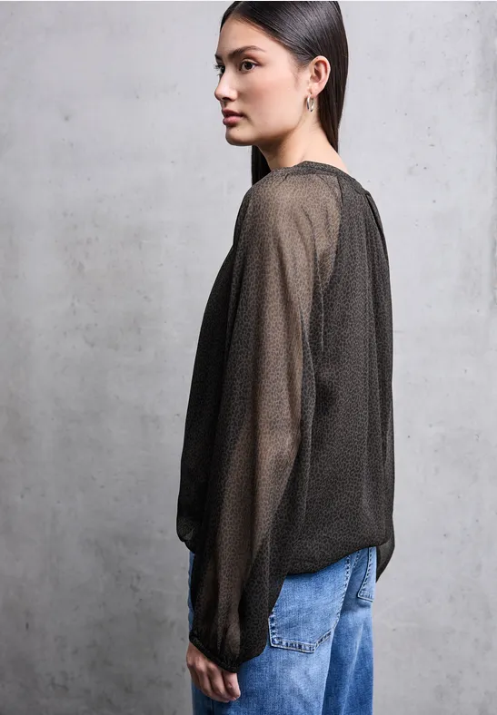 Chiffon Leo-Bluse mit Zipper