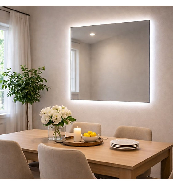 Miroir de Salle de Bain LED Carré sans Cadre 80x80 cm Gales - Aplike