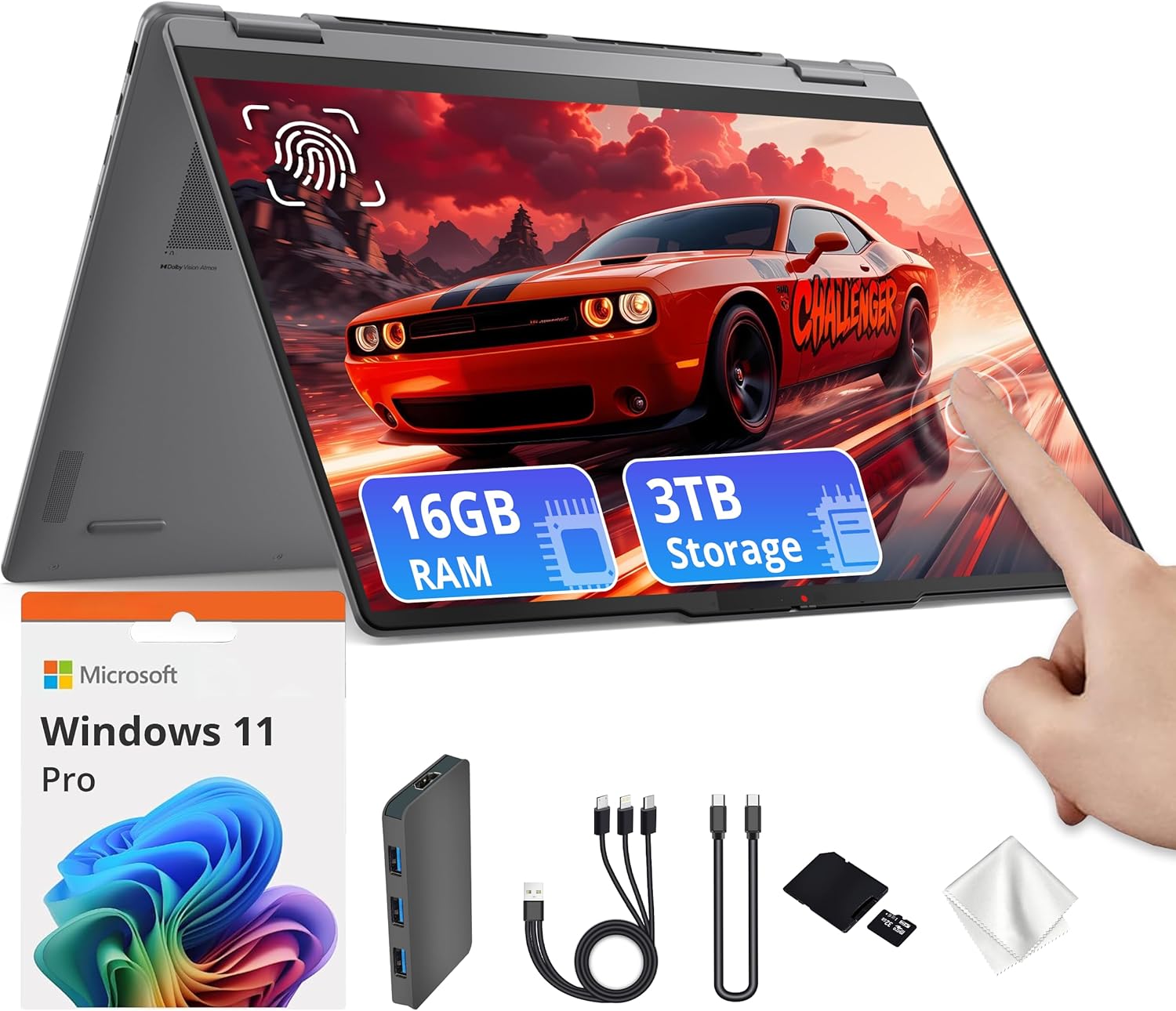 Lenovo Yoga 7i 2-in-1 16 2K Touchscreen Laptop  Intel Ultra 5 226V  16GB LPDDR5X  3TB Storage(2TB SSD & 1TB Docking Station)  Intel Arc Graphics  Backlit Keyboard  Fingerprint  Win 11 Pro  Gray