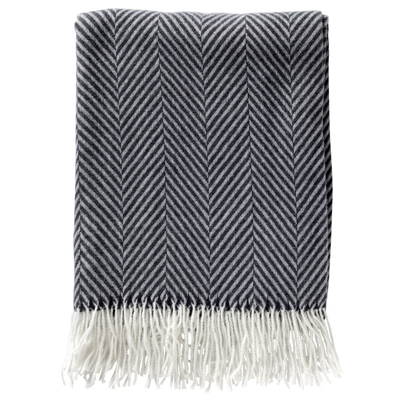 JOSEFIEN - plaid 140x180 cm - lichtgewicht - visgraatmotief - Charcoal Gray - antraciet