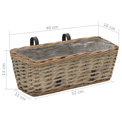 NNEVL Balcony Planter 2 pcs Wicker with PE Lining 40 cm