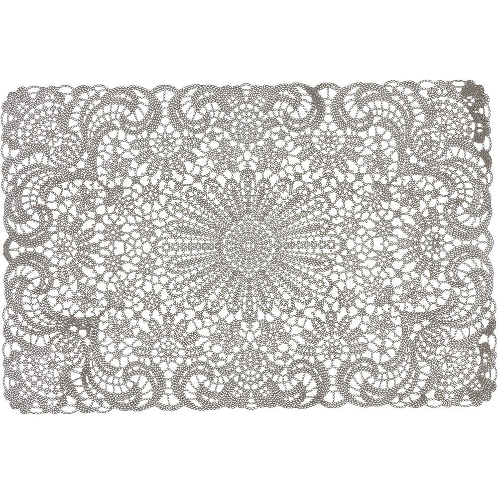 Set de table rectangulaire plastique aspect dentelle uni gris