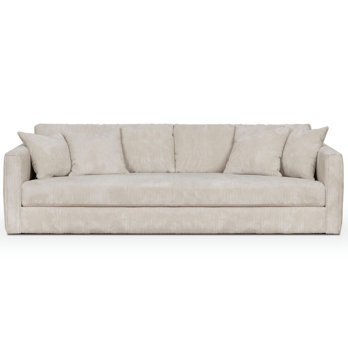 DENVER - Canapé 4 places velours cotelé beige + 4 coussins