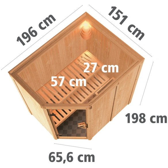 Sauna »Wenden«, inkl. 3.6 kW Saunaofen mit integrierter Steuerung, für 3 Personen